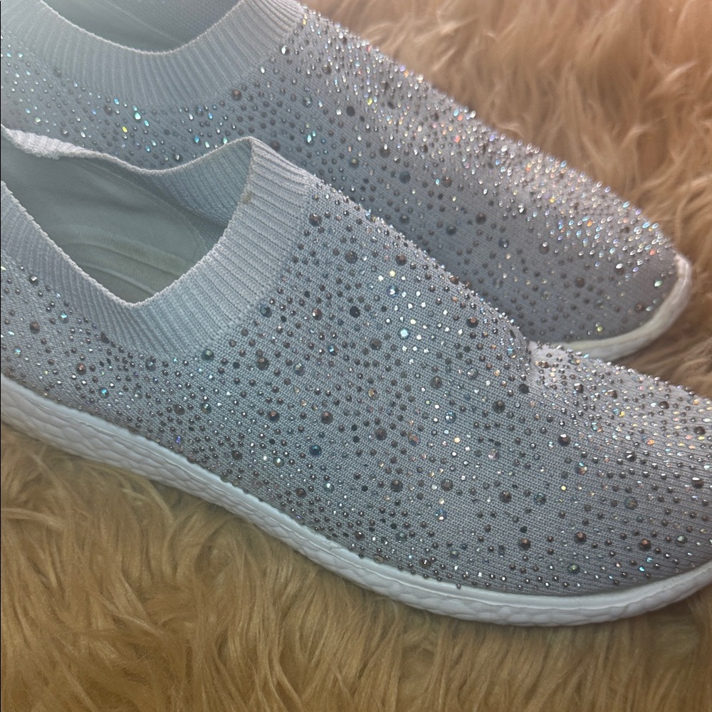 Sparkling White Slip-On Sneakers